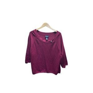Bay Studio Plus Size 2X Burgandy 3/4 Sleeve Sweater with Crystal Pin